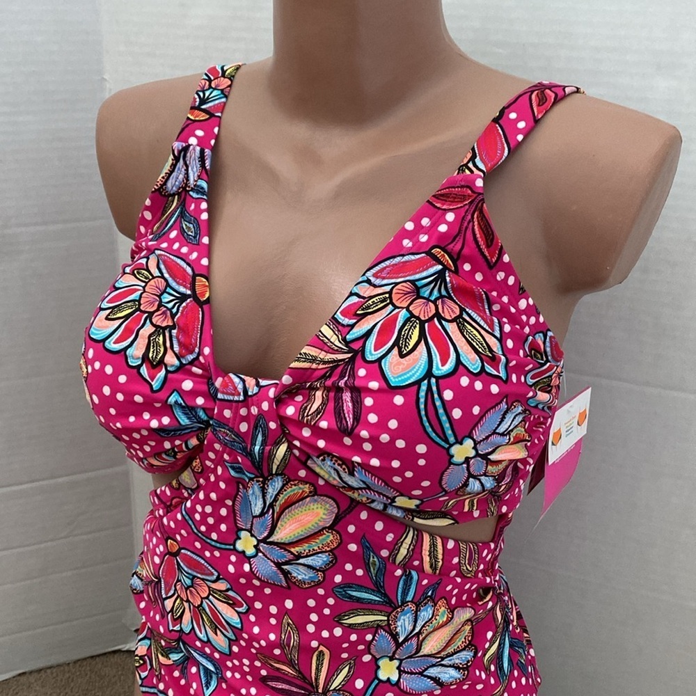 Tabitha Brown Women's Floral Print Front Cutout One Piece Swimsuit Size 14W - Picture 4 of 14